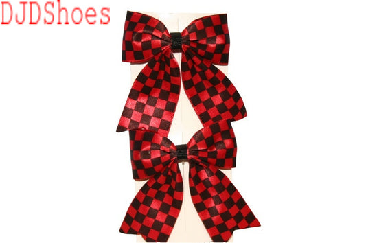 Checked Bow Hair Clips (Various Colours)