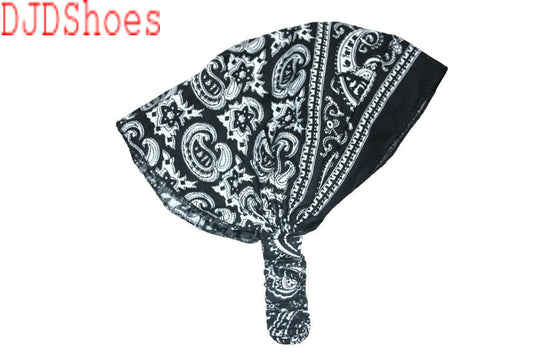 Black Patterned Elastic Bandana