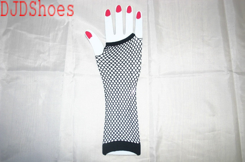 Black Fishnet Elbow Length Gloves
