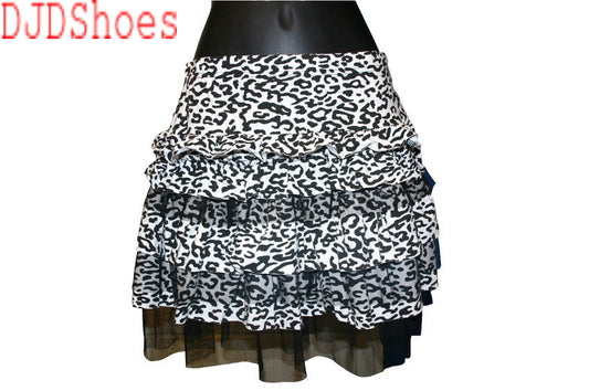 Black and White Animal Print and Mesh Skirt