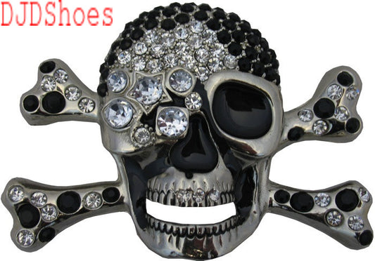 Bejewelled Black Diamond Skull Belt Buckle