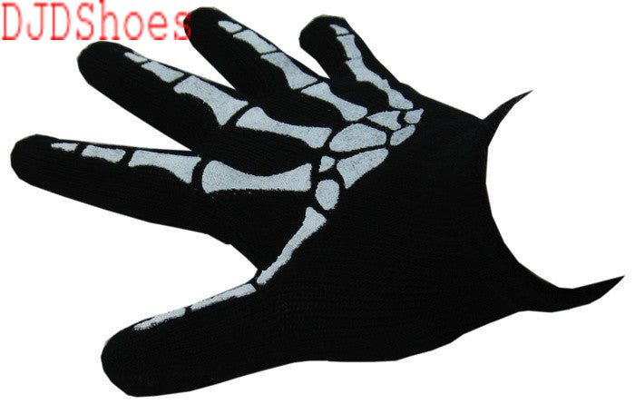 Black Gloves with Skeleton Design