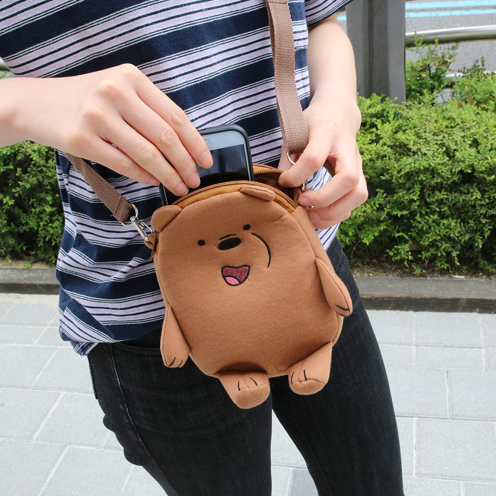 Two Zipper Cross Body Bag Cute Bare Bear Handbag Strap Purse
