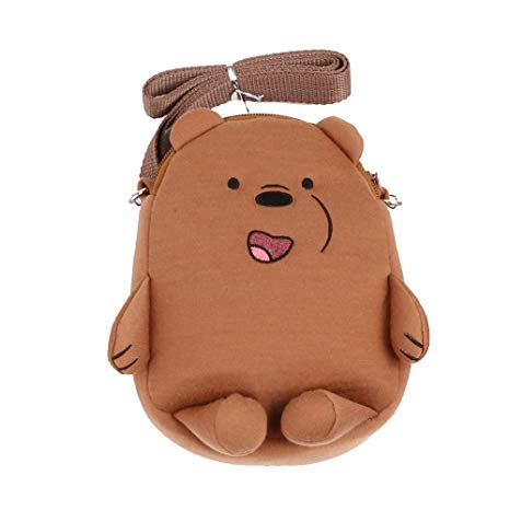 Two Zipper Cross Body Bag Cute Bare Bear Handbag Strap Purse