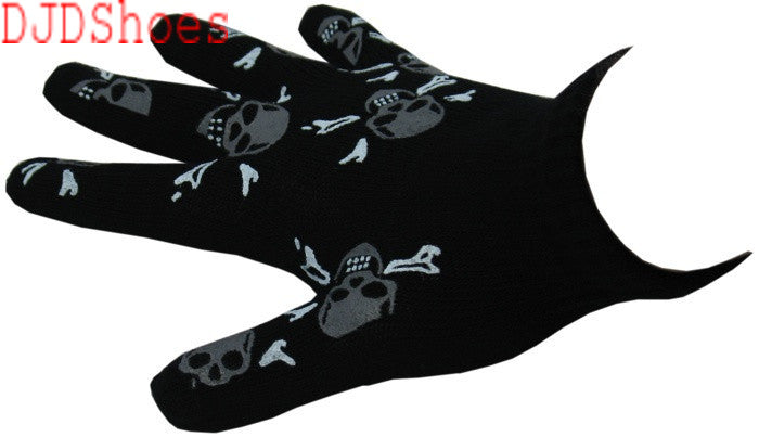 Black Gloves Adorned with Skulls