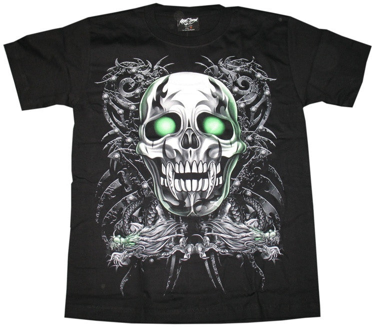 Rock Chan Glow-In-The-Dark Tribal Skull T-shirt